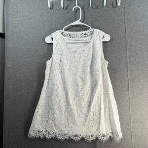 Isaac Mizrahi Live! Lace Swing Tank Bright White Size Small